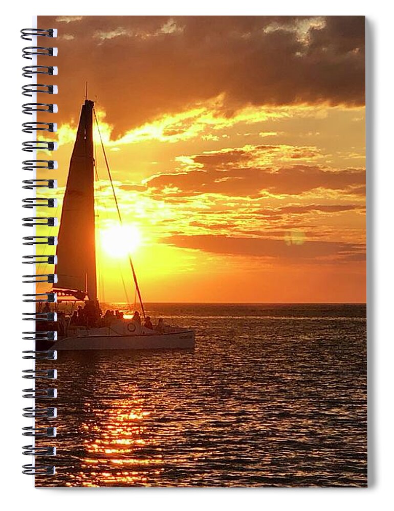 Beach Spiral Notebook featuring the photograph Sailboat Sunset Captiva Island Florida by Shelly Tschupp