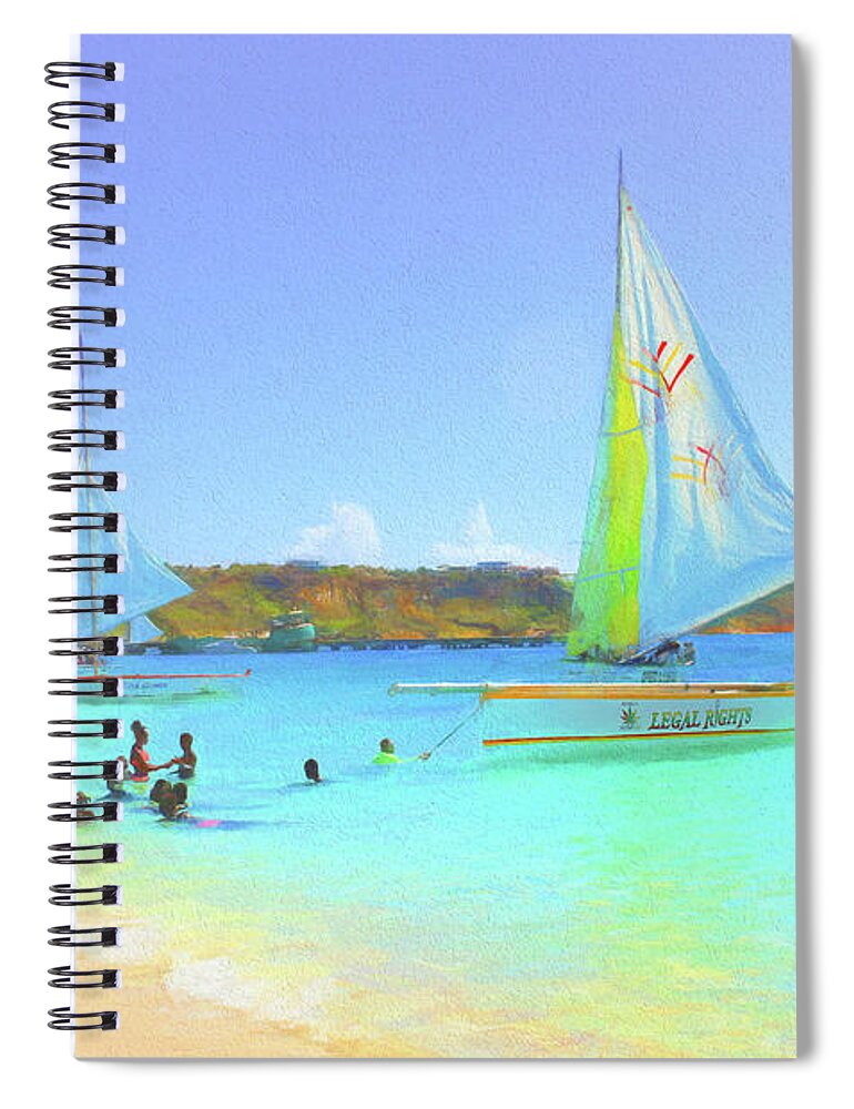 Anguilla Spiral Notebook featuring the photograph Sailboats at Sandy Ground in Anguilla by Ola Allen