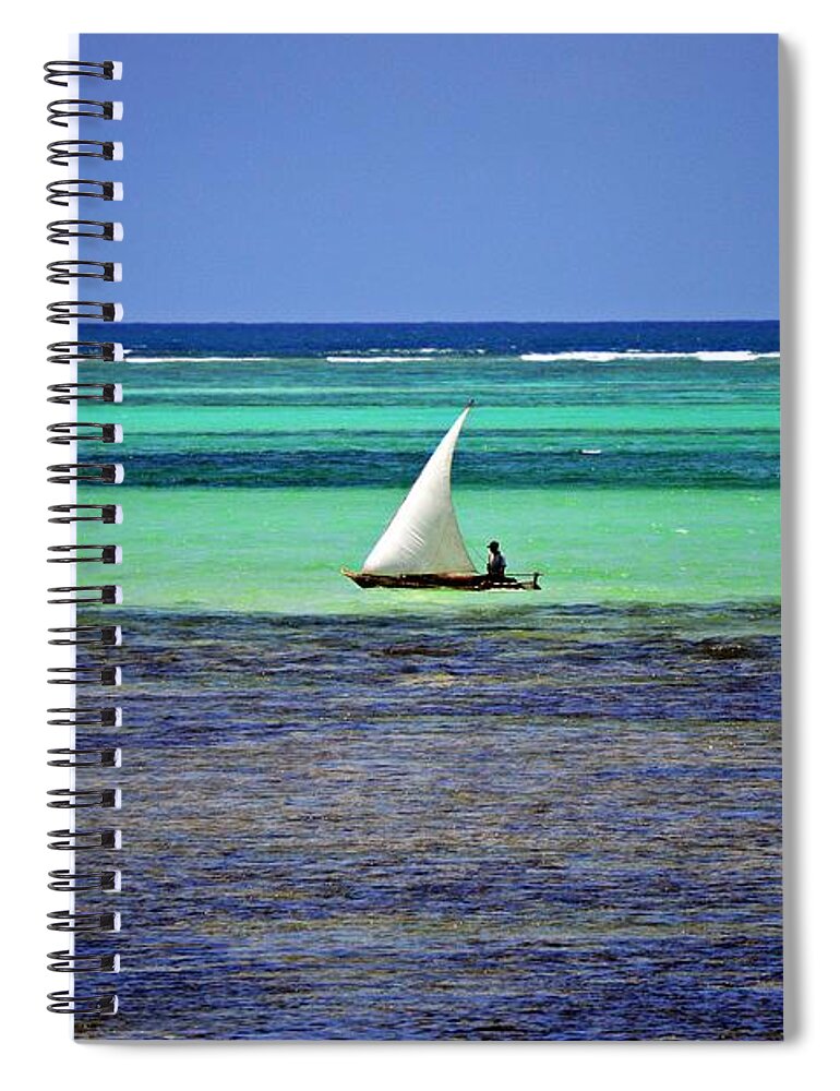 Sailboat Spiral Notebook featuring the photograph Sailing at Zanzibar by Thomas Schroeder