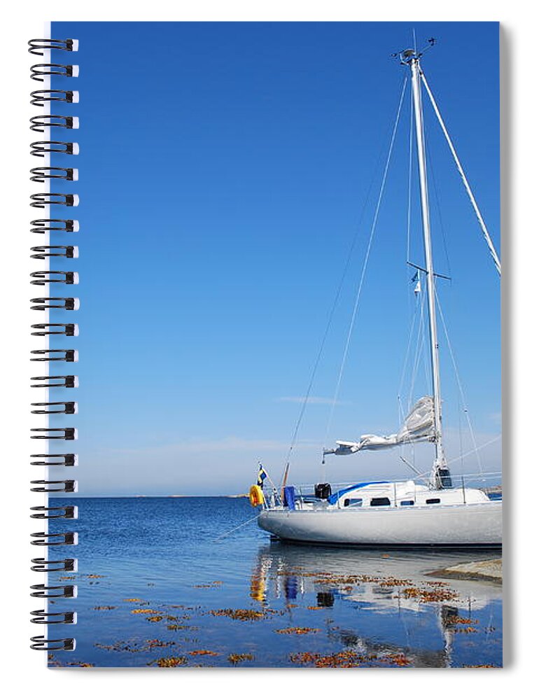Archipelago Spiral Notebook featuring the photograph Sailing Boat In The Swedish Archipelago by Mdesign se