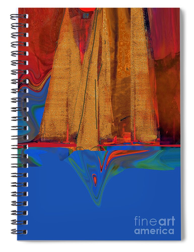 Abstract Spiral Notebook featuring the mixed media Sailing Forever No. 1 by Zsanan Studio
