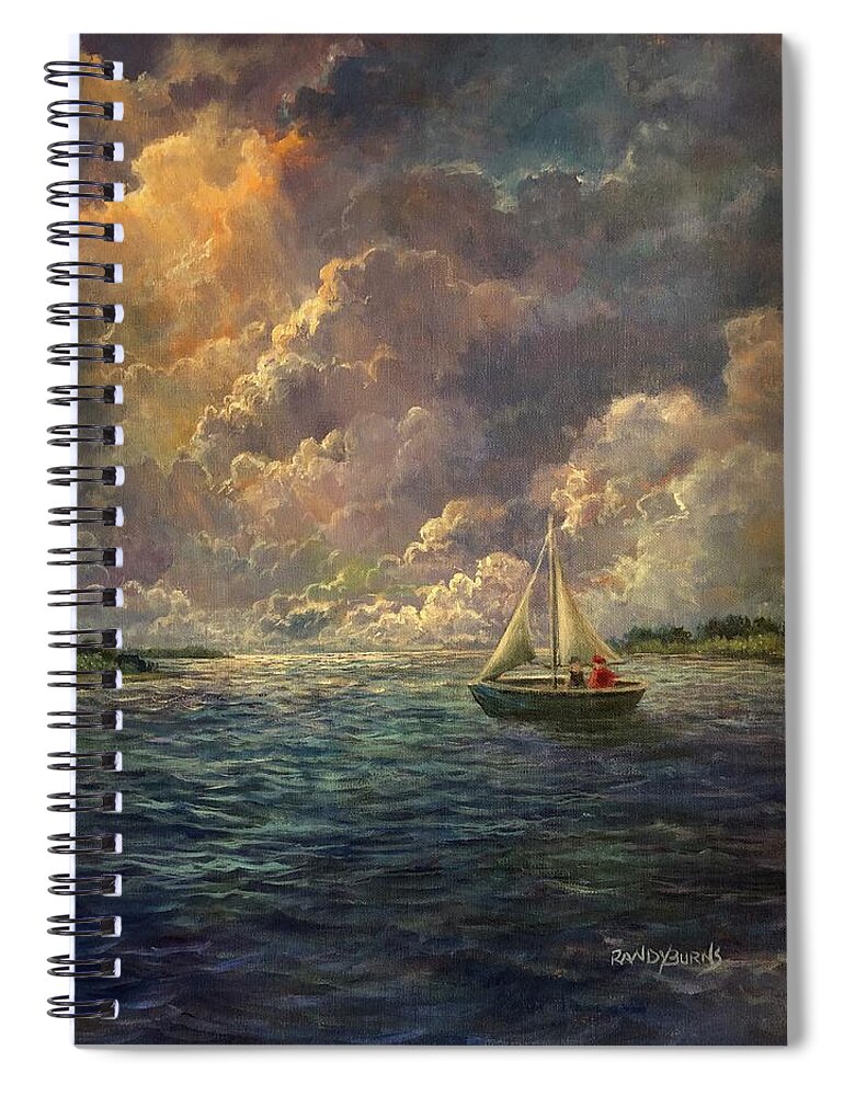 Sailing Spiral Notebook featuring the painting Sailing The Divine Light by Rand Burns