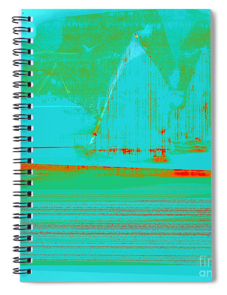 Square Spiral Notebook featuring the mixed media Sails in the Mist by Zsanan Studio