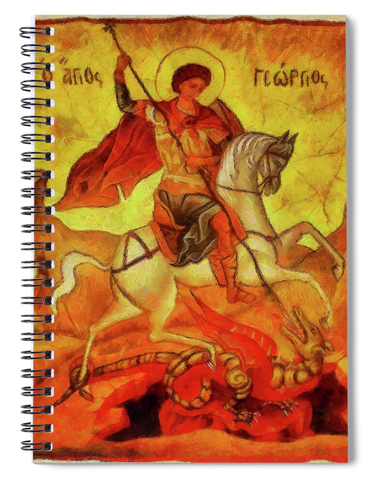 Rossidis Spiral Notebook featuring the painting Saint George by George Rossidis