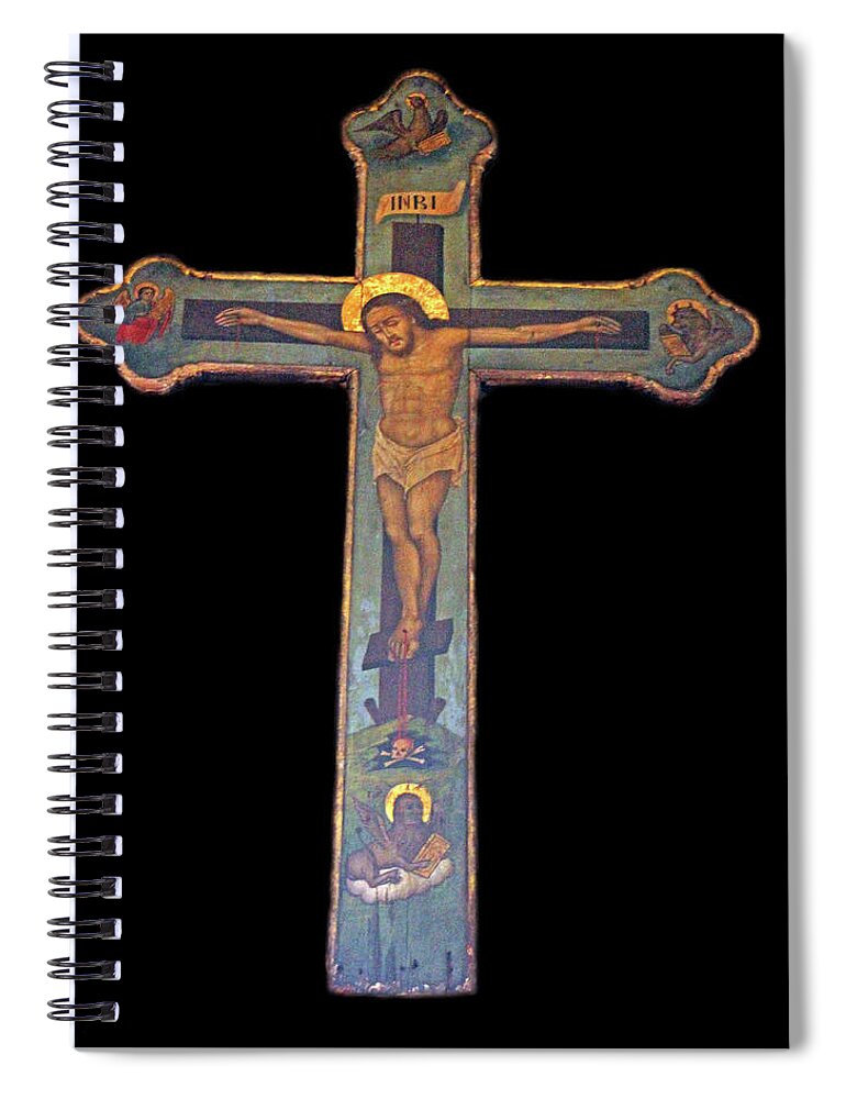 Crucifixion Spiral Notebook featuring the photograph Saint George Monastery Vintage Cross by Munir Alawi