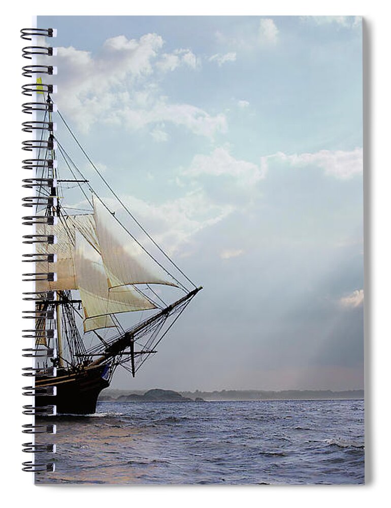 Friendship Of Salem Spiral Notebook featuring the photograph Salem's Friendship Sails Home by Jeff Folger