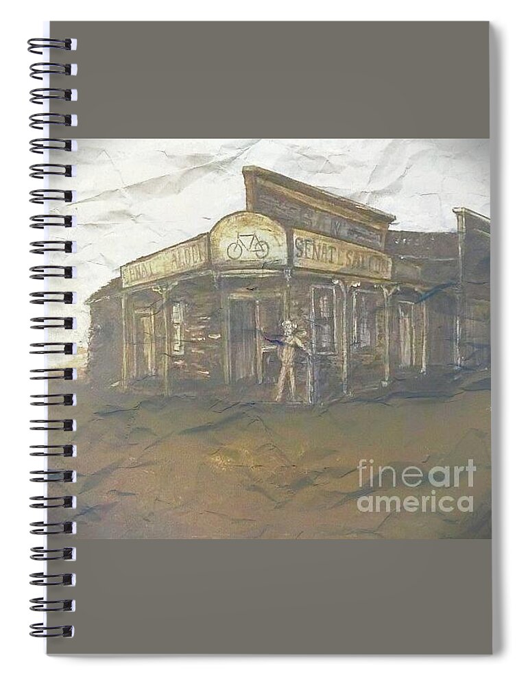Sam Alkire Senate Saloon Spiral Notebook featuring the painting Sam's Senate Saloon by Michael Silbaugh