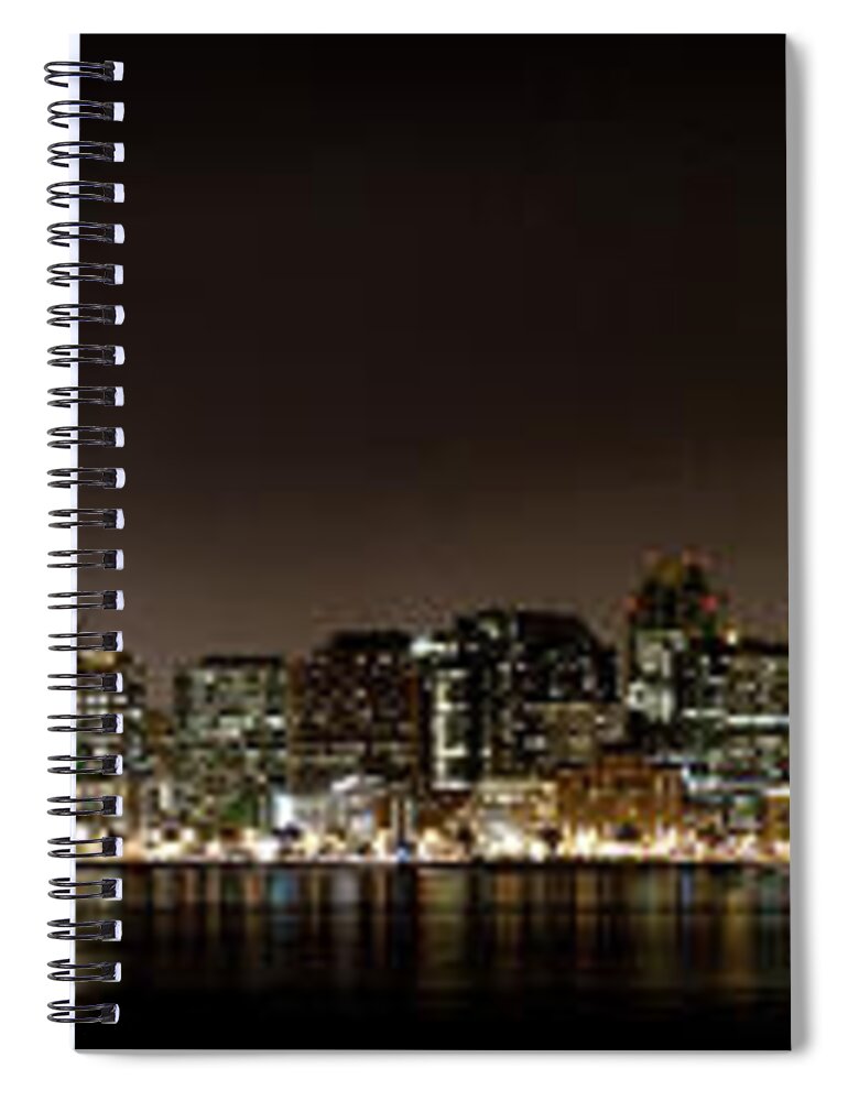 Panoramic Spiral Notebook featuring the photograph San Francisco At Night by Alex Sotelo