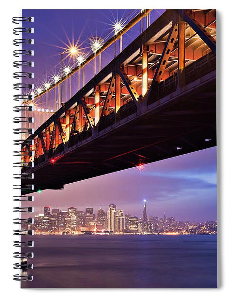 Tranquility Spiral Notebook featuring the photograph San Francisco Bay Bridge by Photo By Mike Shaw