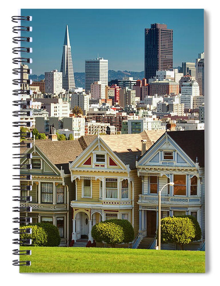 San Francisco Spiral Notebook featuring the photograph San Francisco Postcard Row Skyline by Pgiam