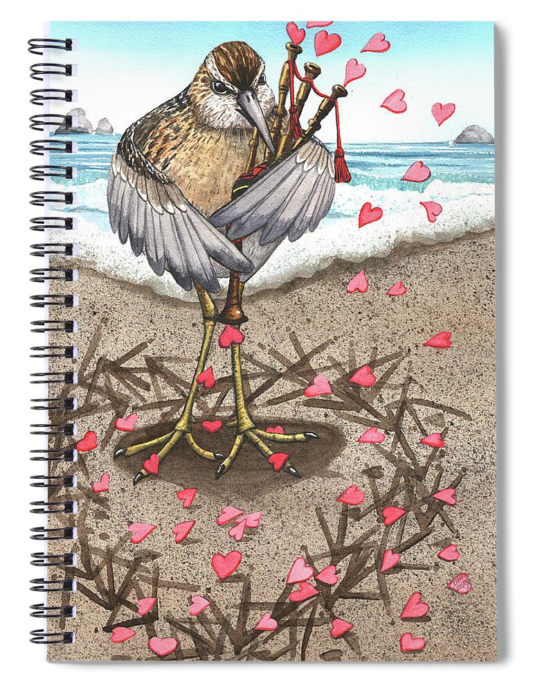 Bagpipes Spiral Notebook featuring the painting Sandpiper by Catherine G McElroy