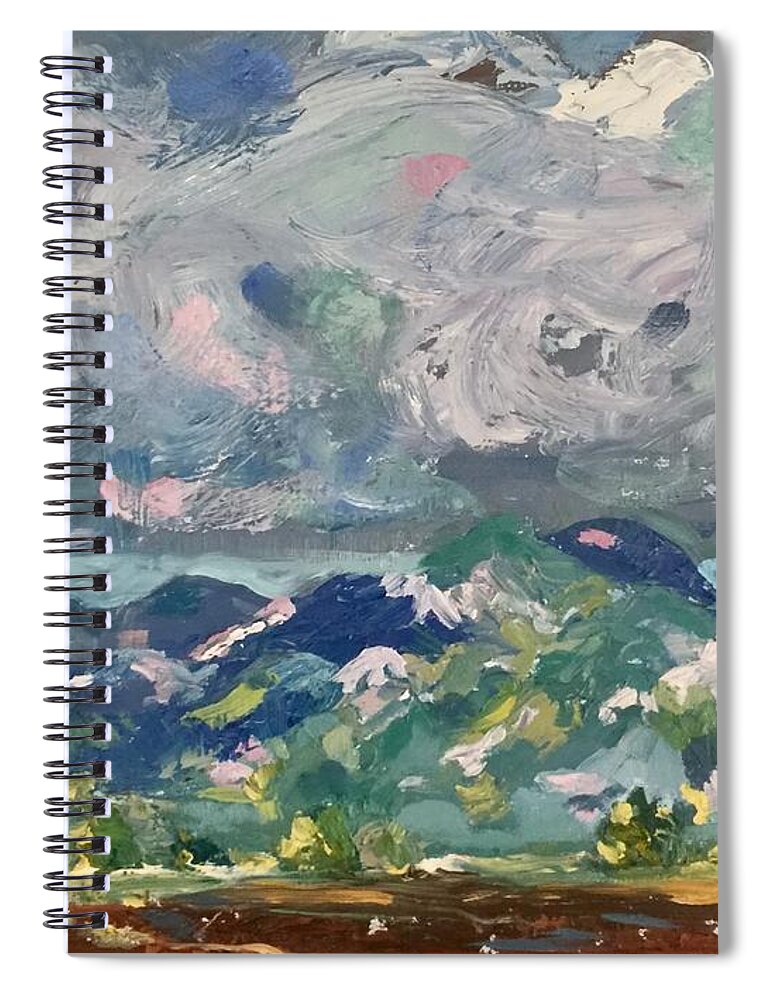 Abstract Mountain Scene Spiral Notebook featuring the painting Sangre de Cristo by Patsy Walton