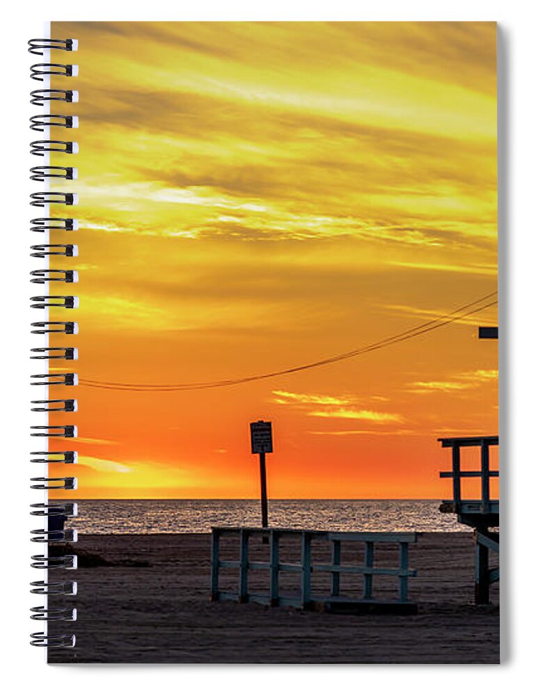 Lifeguard Tower Spiral Notebook featuring the photograph Santa Monica Lifeguard Tower 18 by Gene Parks