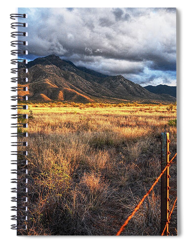 Santa Rita Mountains Spiral Notebook featuring the photograph Santa Ritas at last light, winter by Chance Kafka