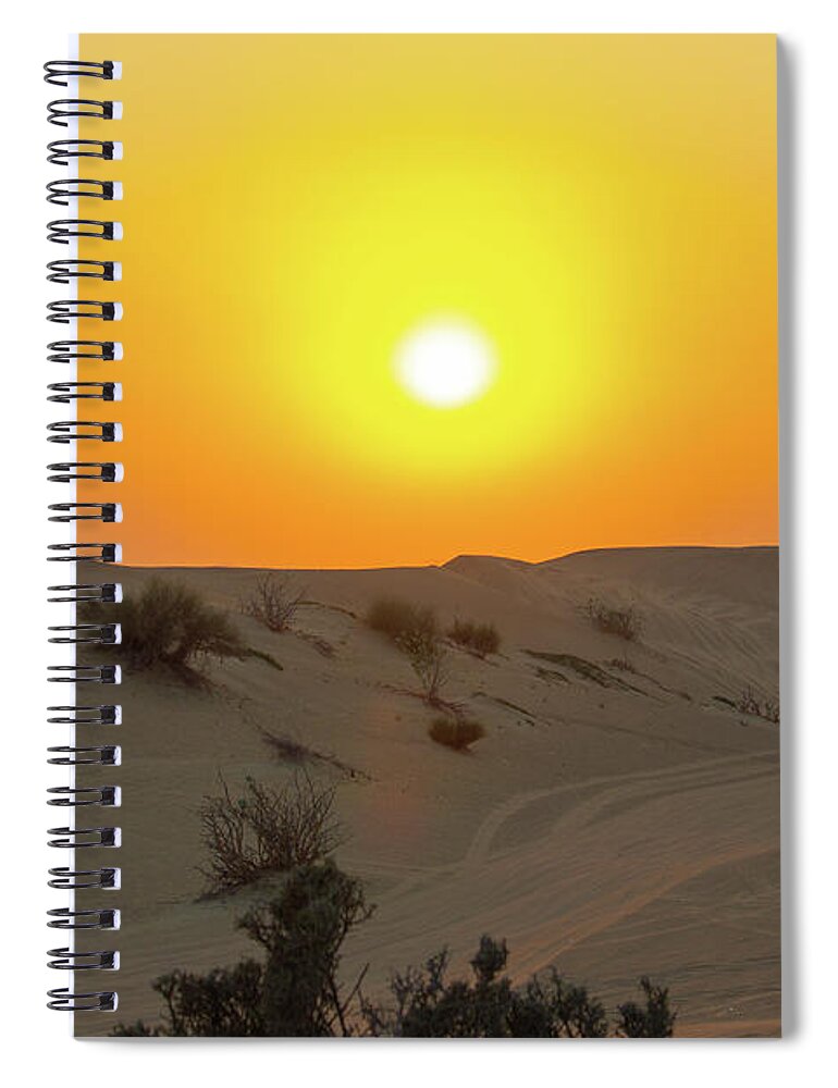 Sand Dunes Sunset Saudi Spiral Notebook featuring the photograph Saudi Desert Sunset by Rocco Silvestri
