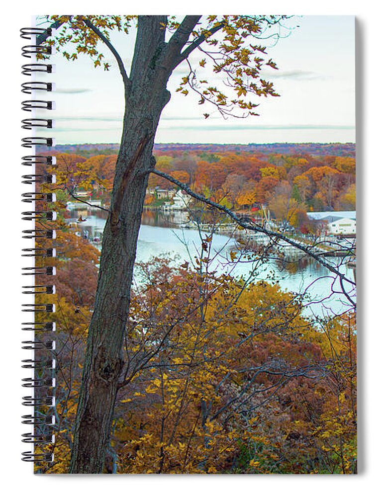 Michigan Spiral Notebook featuring the photograph Saugatuck Michigan Autumn Mount Baldhead 6 by Ken Figurski