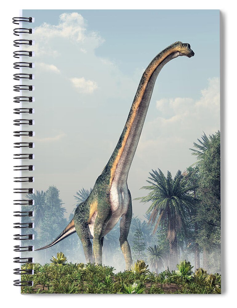 Brachiosaurus Spiral Notebook featuring the digital art Sauropod by Daniel Eskridge