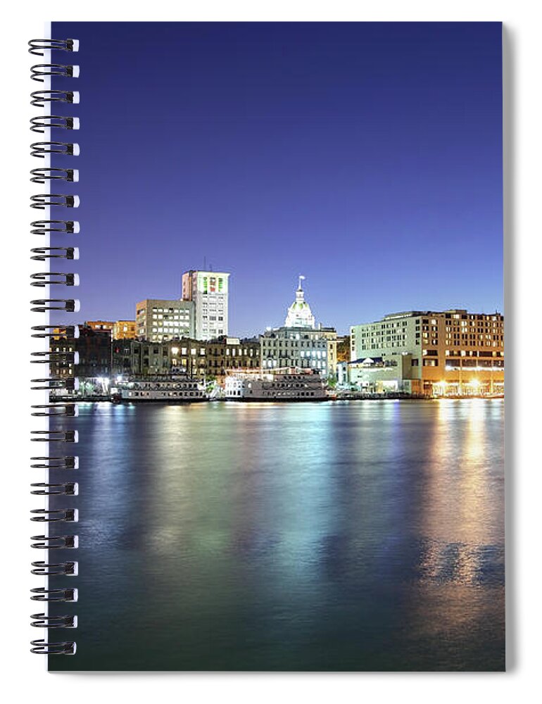 Downtown District Spiral Notebook featuring the photograph Savannah Georgia by Denistangneyjr