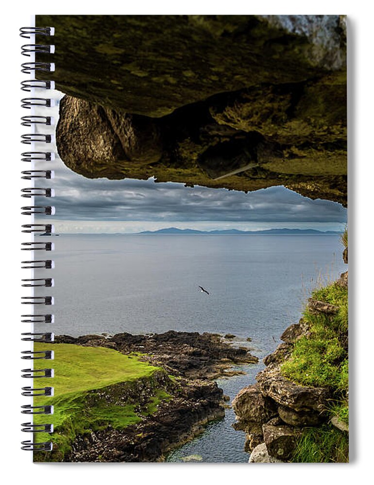 Animal Spiral Notebook featuring the photograph Scenic View Through Stone Window At Duntulm Castle At The Coast Of The Isle Of Skye In Scotland by Andreas Berthold