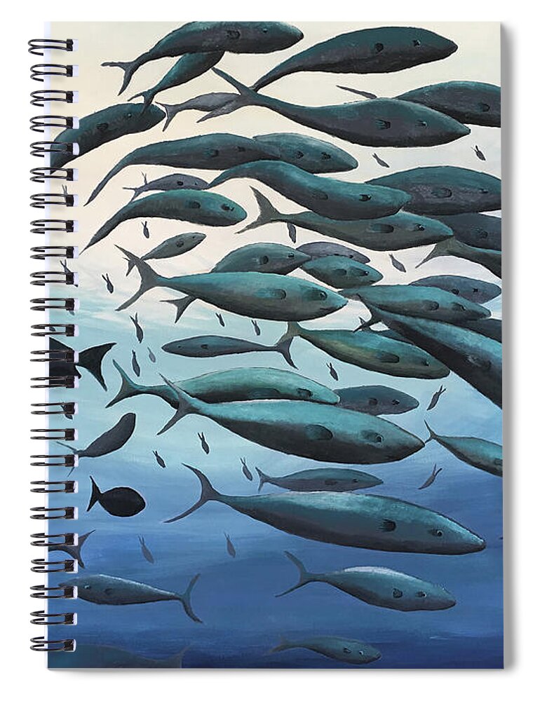 School Of Fish Spiral Notebook featuring the painting School of Fish by Winton Bochanowicz