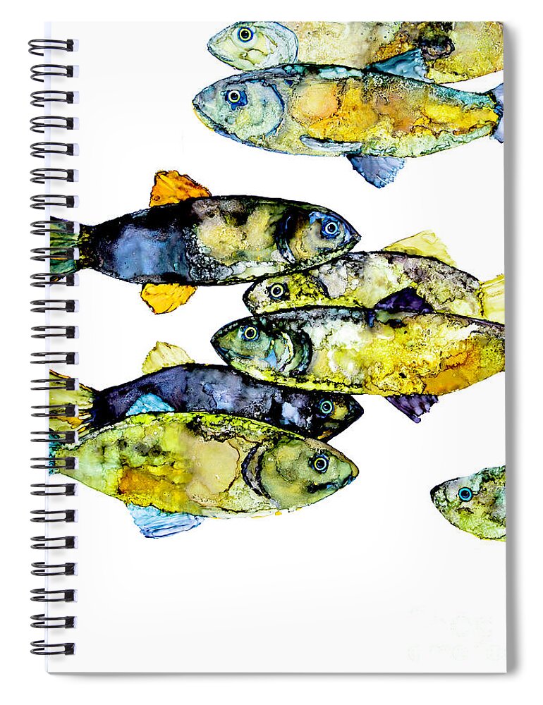 Fish Spiral Notebook featuring the painting School's Out by Jan Killian