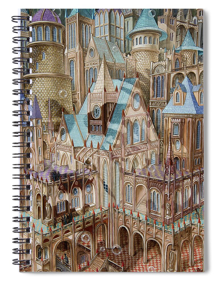 Painting Spiral Notebook featuring the painting Science City by Victor Molev