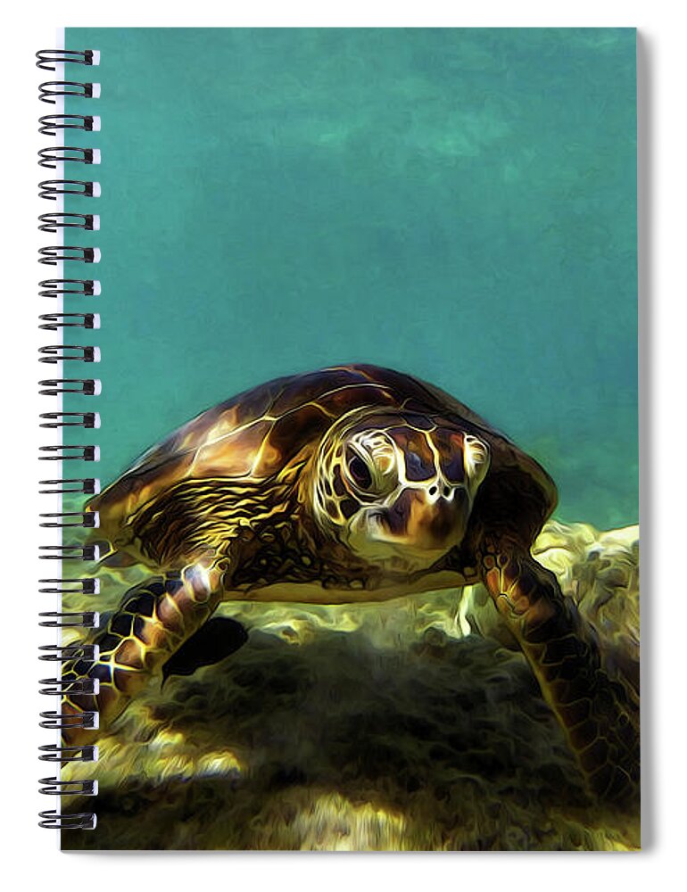 Sea Turtle Spiral Notebook featuring the digital art Sea Turtle by Anthony Jones