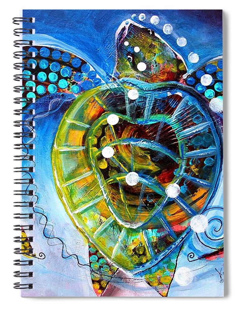Sea Spiral Notebook featuring the painting Sea Turtle Says by J Vincent Scarpace