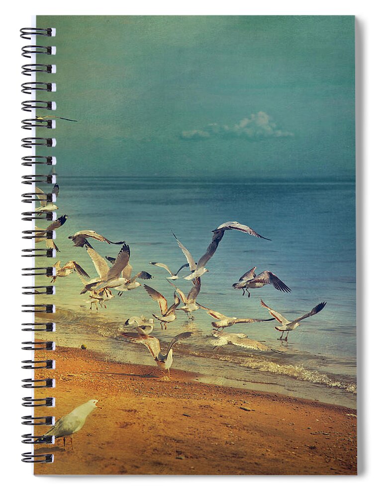 Scenics Spiral Notebook featuring the photograph Seagulls Flying by Istvan Kadar Photography
