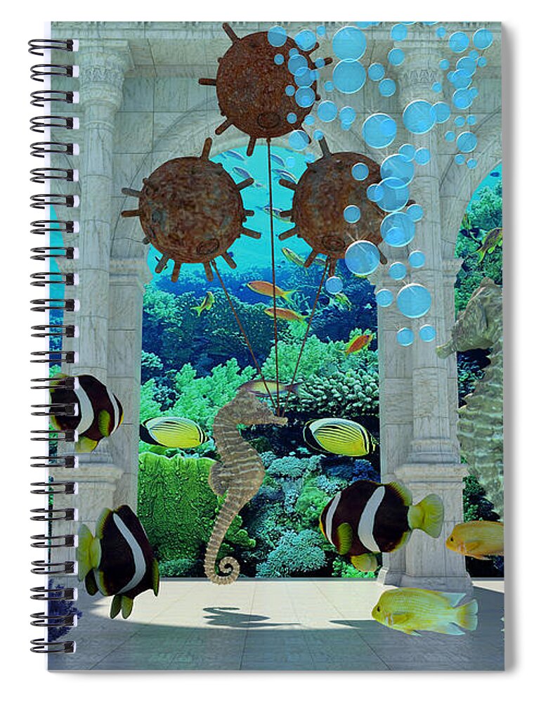 Seahorses Spiral Notebook featuring the digital art Seahorses by Richard Hopkinson