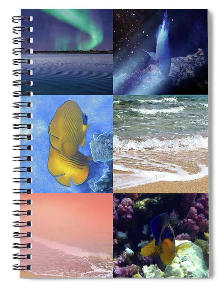 Sealife Spiral Notebook featuring the photograph Sealife And SeaShore Tall Collage by Johanna Hurmerinta
