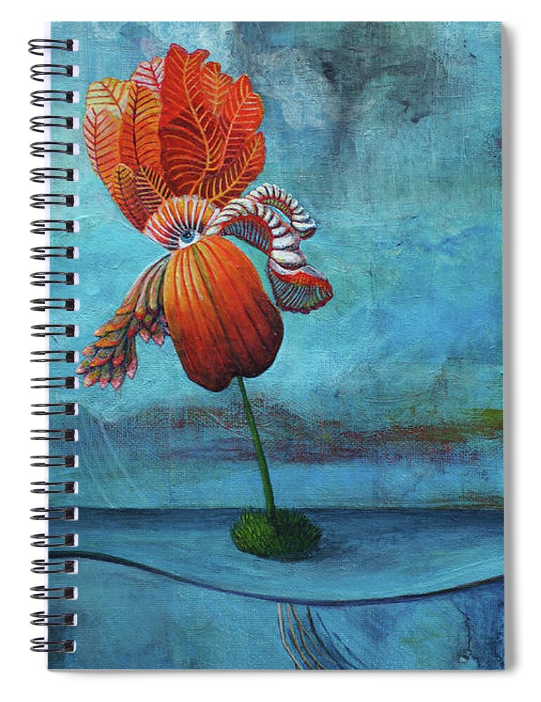 Surrealism Spiral Notebook featuring the painting Searching for Solid Ground by Mindy Huntress