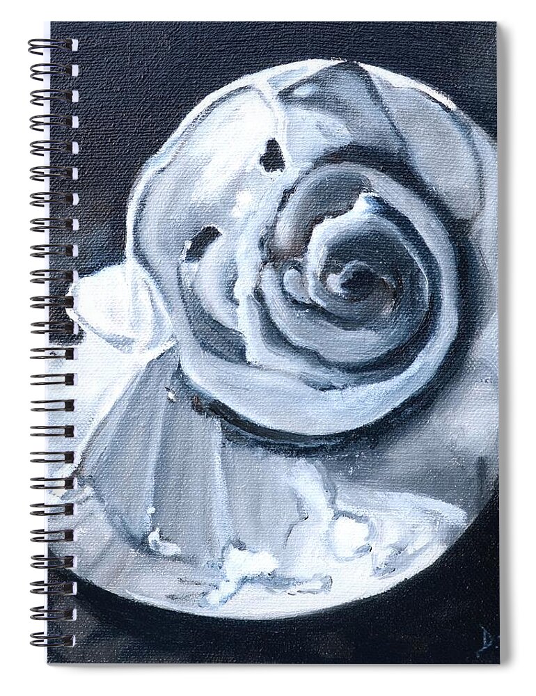 Shell Spiral Notebook featuring the painting Seashell Painting in Black and White by Donna Tuten