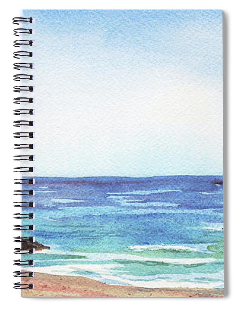 Seashore Ocean Beach Watercolor Seascape Elongated Spiral Notebook