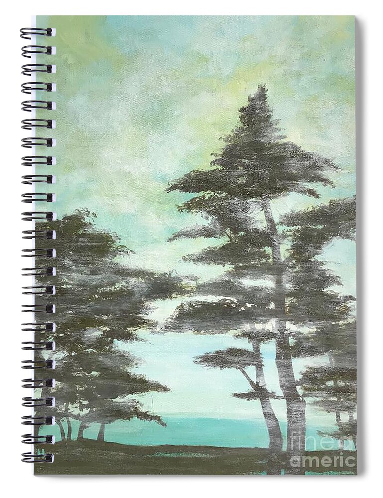 Seascape Spiral Notebook featuring the painting Seaside by Wonju Hulse