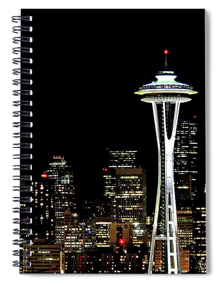 Communications Tower Spiral Notebook featuring the photograph Seattle Skyline With Space Needle by Tim Ford