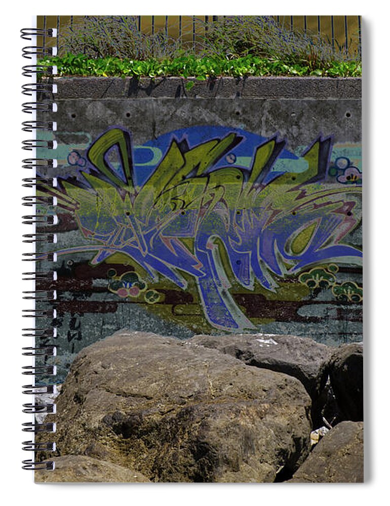 Tags Spiral Notebook featuring the photograph Seawall Graffiti 3 by Eric Hafner
