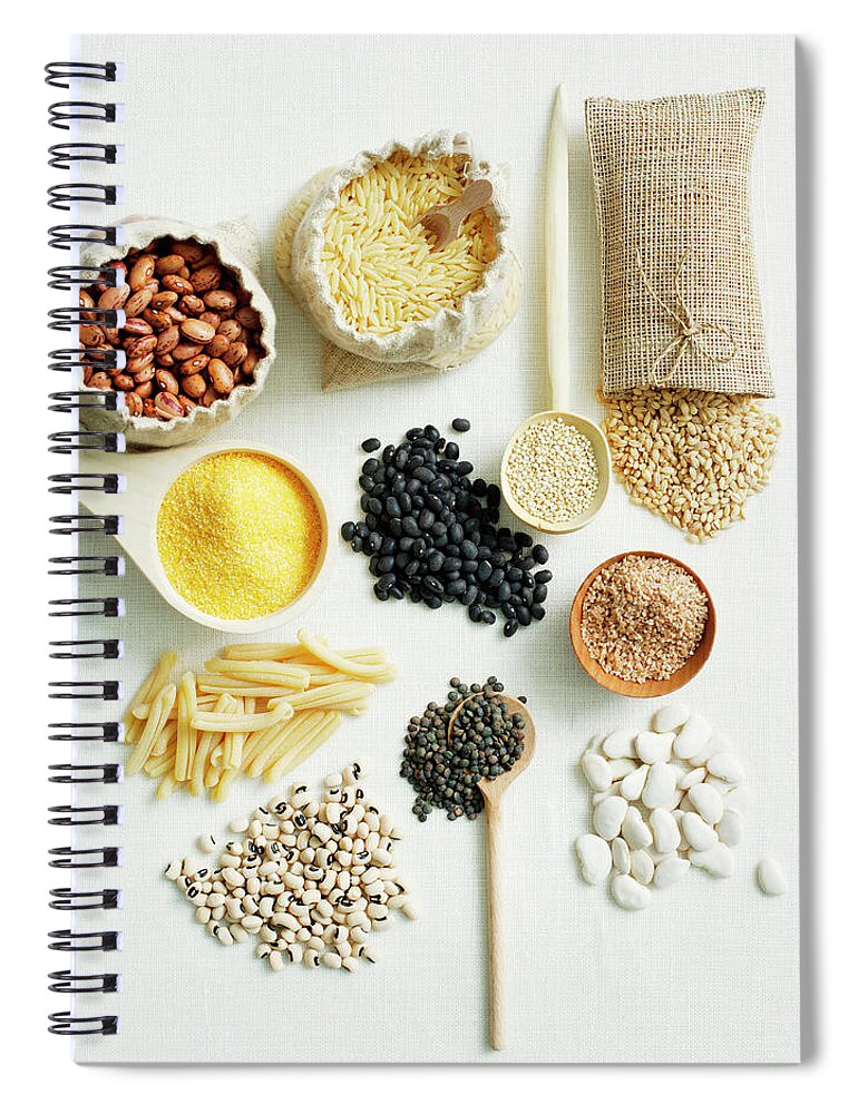 Borlotto Bean Spiral Notebook featuring the photograph Selection Of Beans And Pulses by Brett Stevens