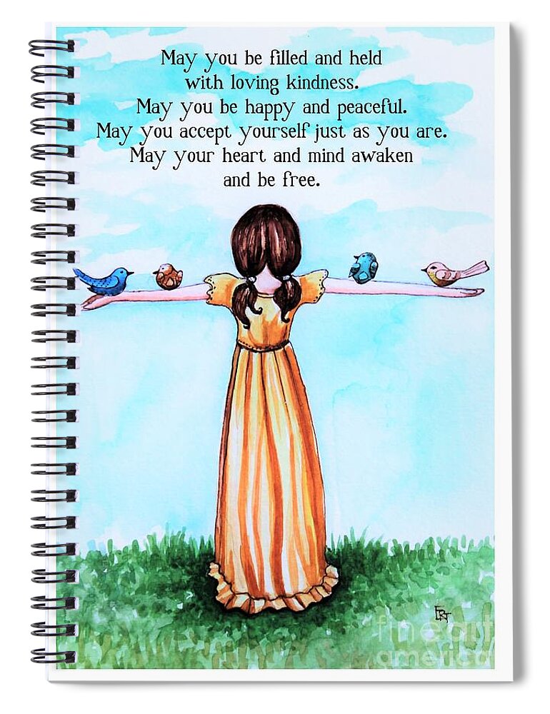 Metta Spiral Notebook featuring the painting The Metta Prayer by Elizabeth Robinette Tyndall