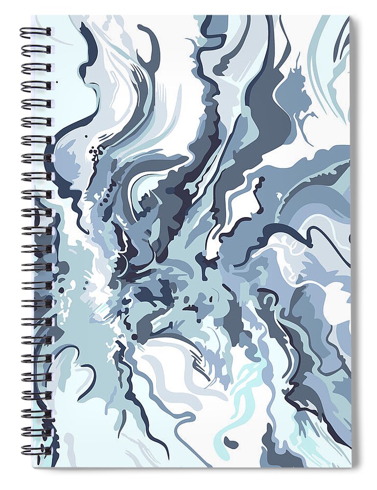 Abstract Spiral Notebook featuring the painting Self Portrait I in blue by Nikita Coulombe