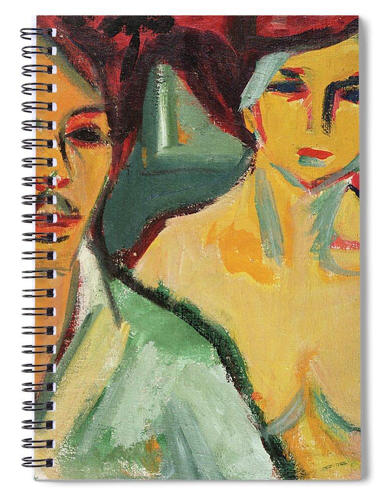 Art Spiral Notebook featuring the painting Self Portrait With Model, 1905 by Ernst Ludwig Kirchner