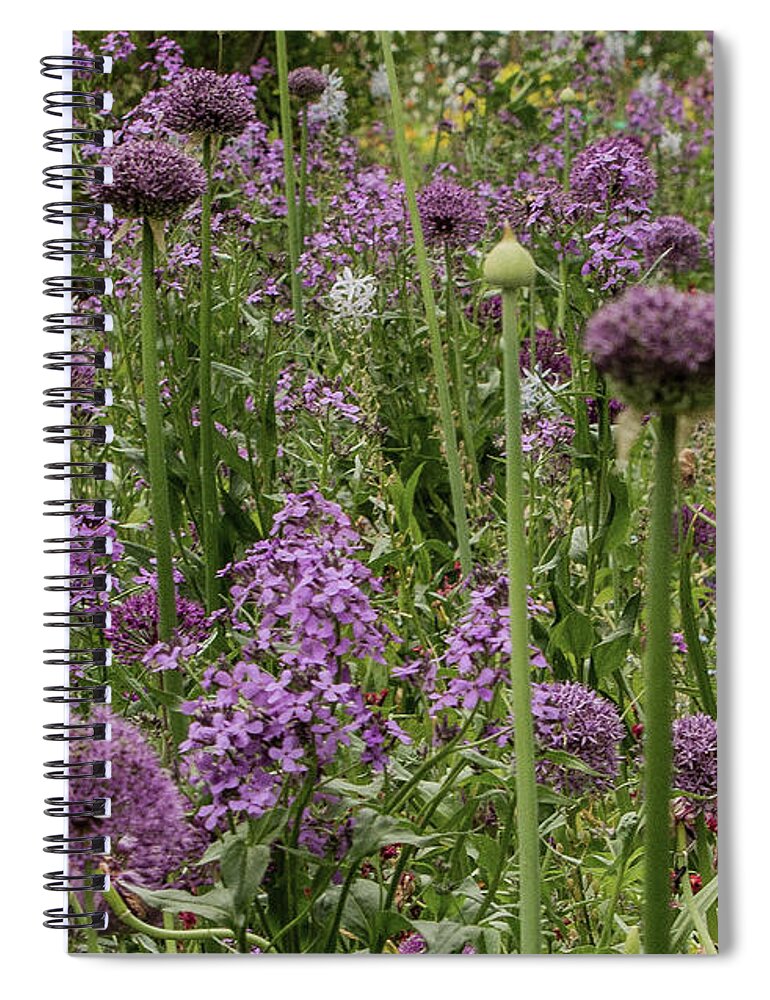 Gardens Of Claude Monet Spiral Notebook featuring the photograph Shades of Purple by E Faithe Lester