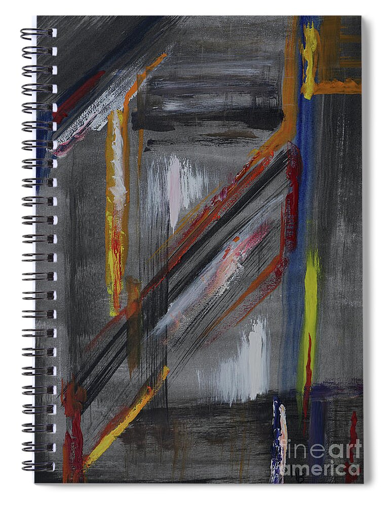 Abstract Spiral Notebook featuring the painting Shaft by Karen Fleschler