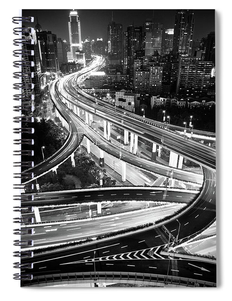 Outdoors Spiral Notebook featuring the photograph Shanghai, Yanan East Interchange by Yves Andre