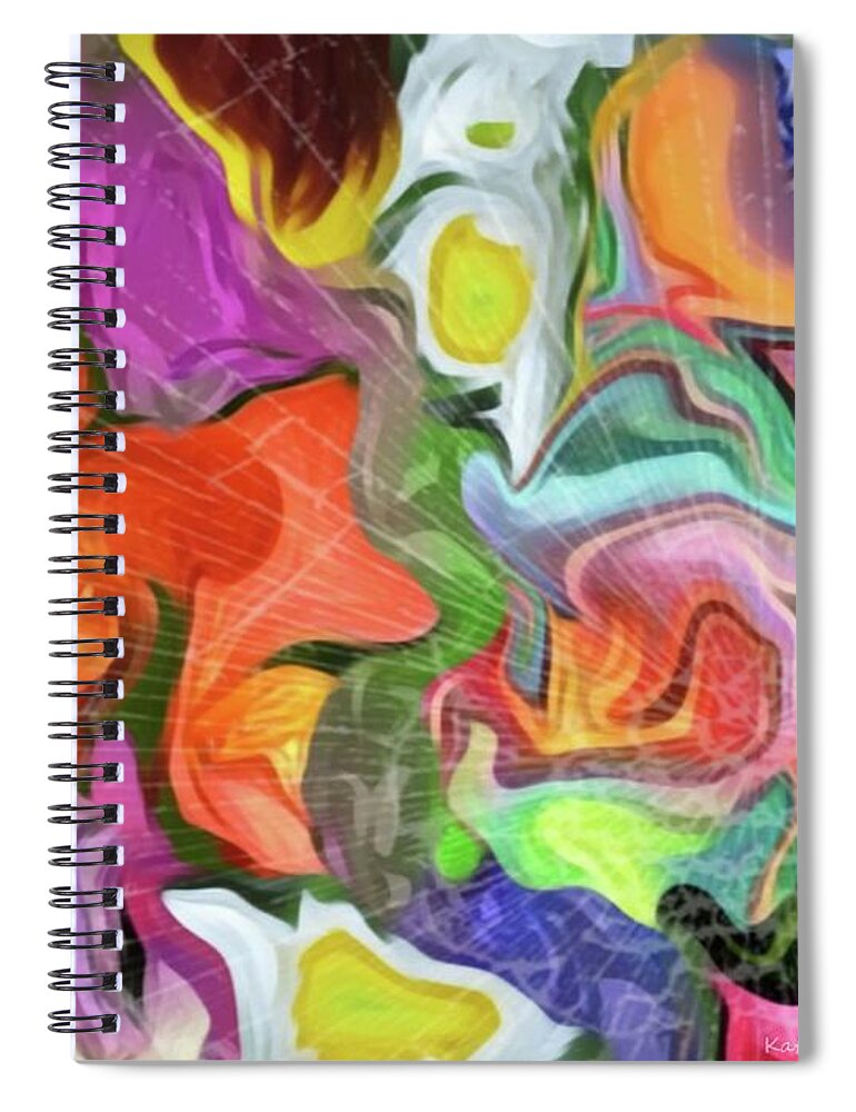 Contemporary Art Spiral Notebook featuring the digital art Shattered Rainbow by Kathie Chicoine