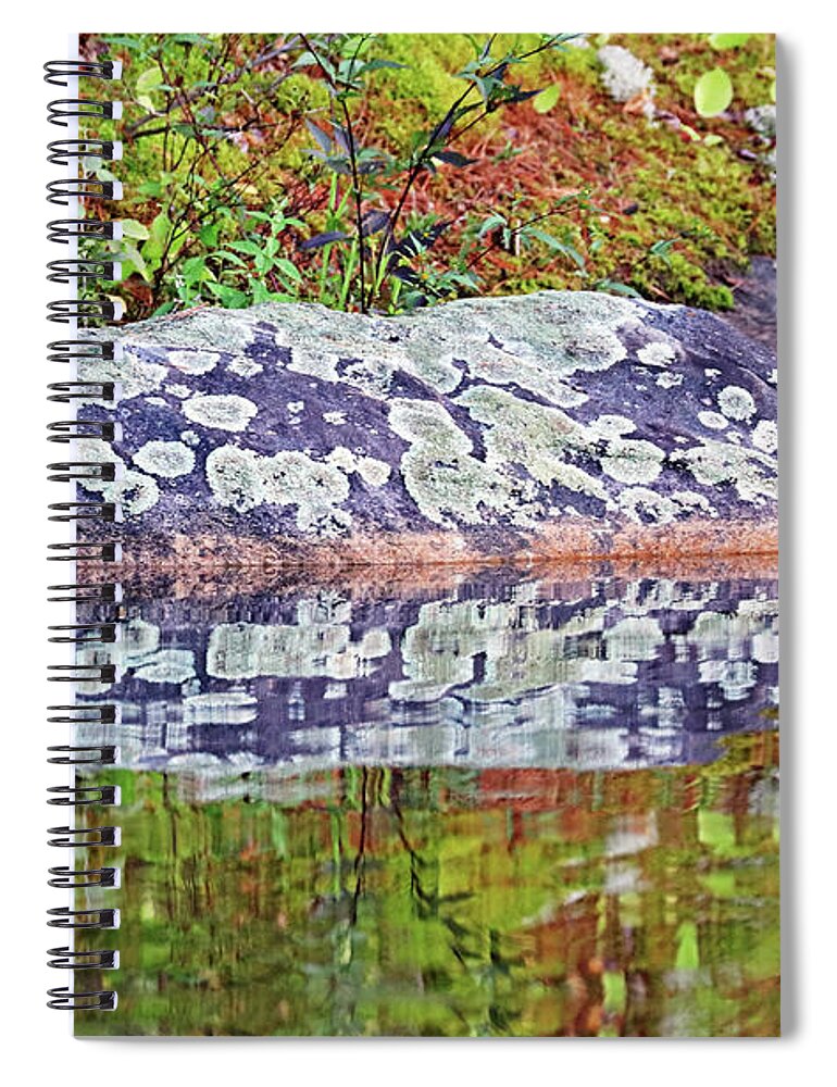 Shawanaga River Spiral Notebook featuring the photograph Shawanaga Rock And Reflections by Debbie Oppermann