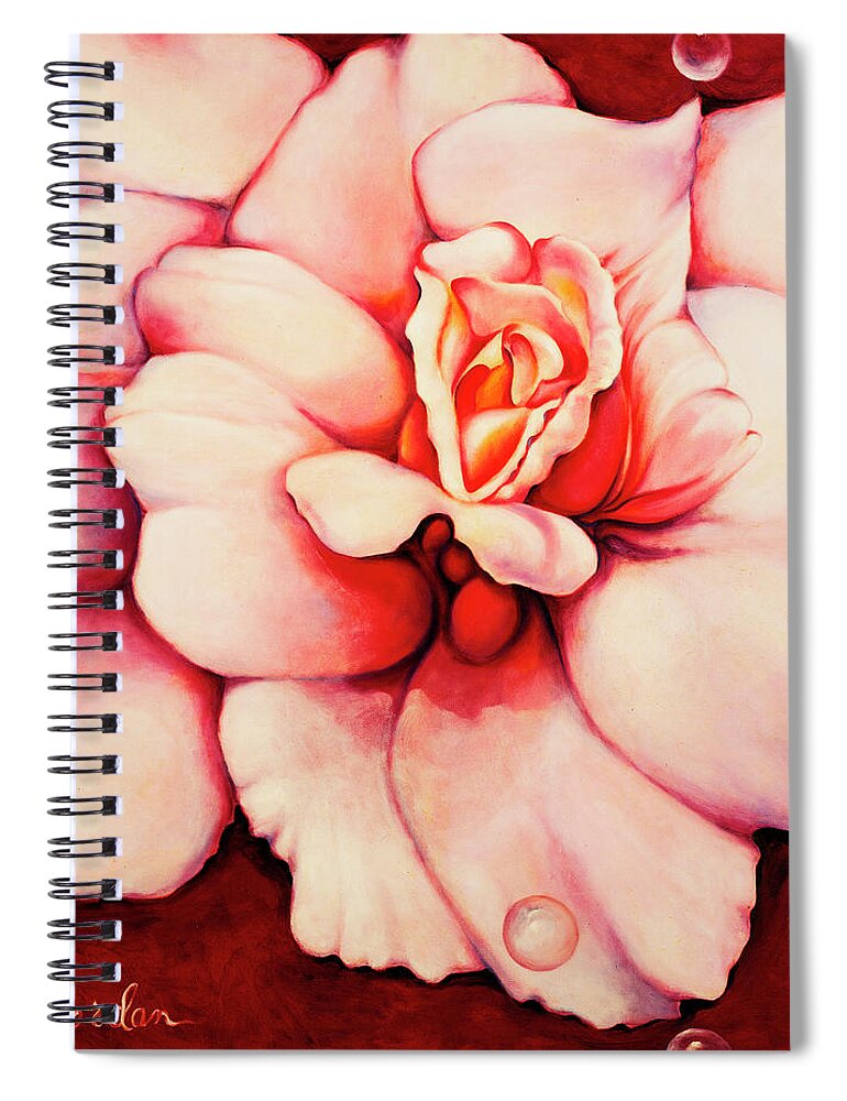 Blooms.large Rose Spiral Notebook featuring the painting Sheer Bliss by Jordana Sands