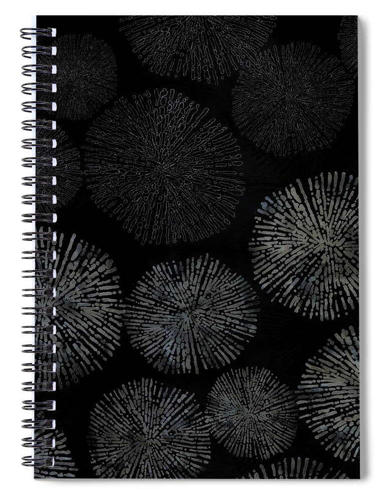 Shibori Spiral Notebook featuring the digital art Shibori sea urchin burst pattern by Sand And Chi