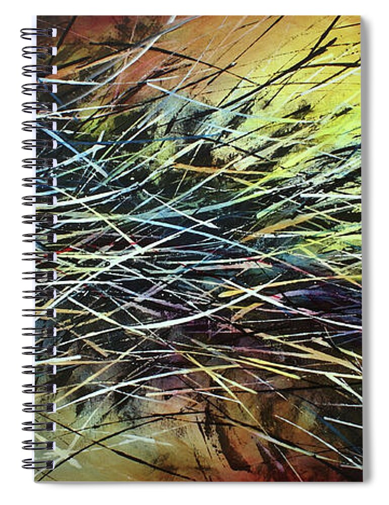 Abstract Spiral Notebook featuring the painting Shifting by Michael Lang