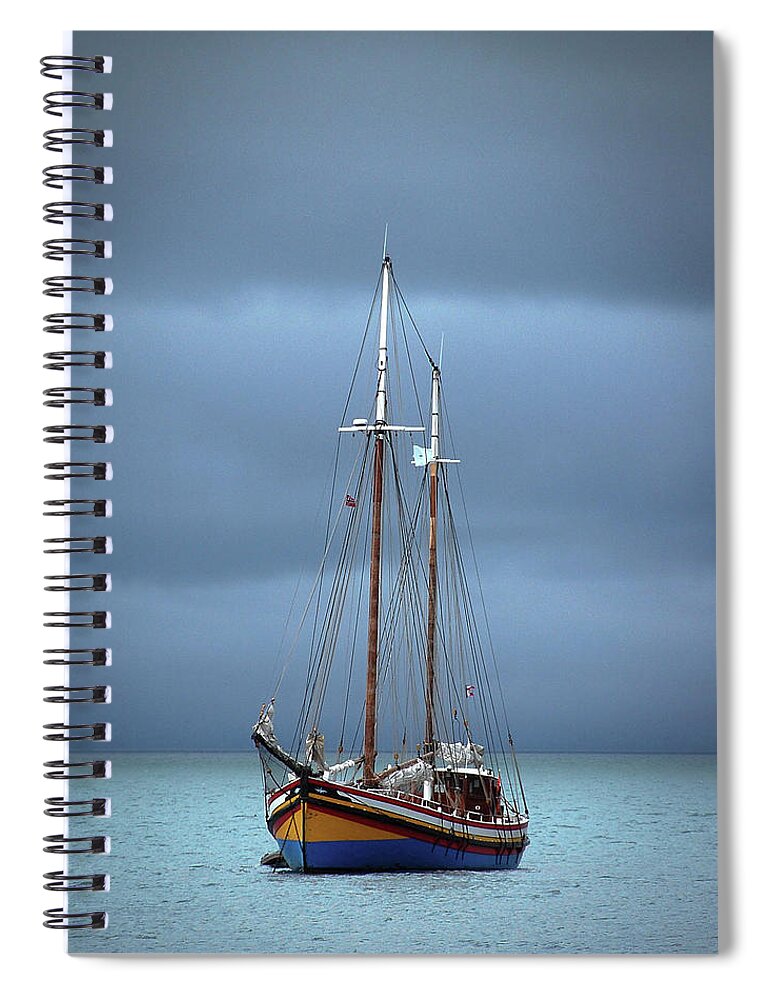 Tranquility Spiral Notebook featuring the photograph Ship On The Ocean by Nancy Carels